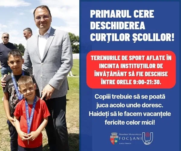 Primarul Cristi Valentin Misăilă cere punerea la dispoziția copiilor a tuturor locurilor de joacă din curtea grădinițelor, școlilor și liceelor