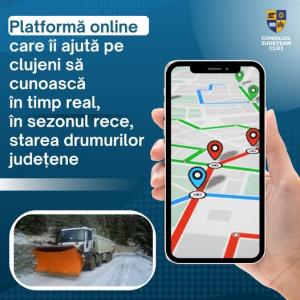 Platformă online care &icirc;i ajută pe clujeni să cunoască &icirc;n timp real, &icirc;n sezonul rece, starea drumurilor județene