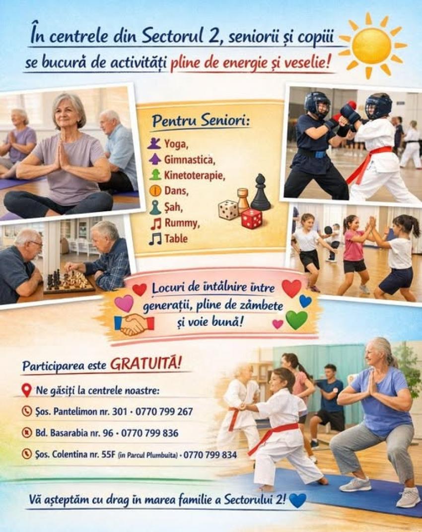 Grijă pentru copii și seniori &icirc;n Centrele din DGASPC Sector 2