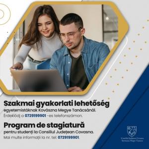 CJ Covasna a deschis programul de stagiatură profesională