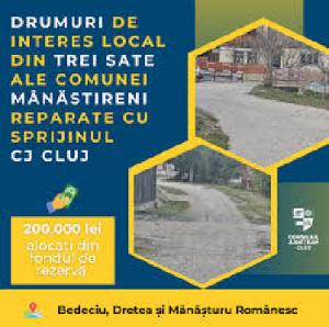 Drumuri de interes local  reparate cu sprijinul financiar al CJ Cluj