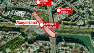 Au fost stabilite rutele ocolitoare pentru lucrarea de consolidare a Planșeului Unirii Info. Încep lucrările la Planșeul Unirii