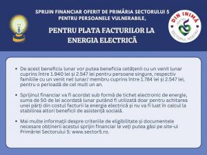 Sprijin financiar pentru plata facturilor la energia electrică